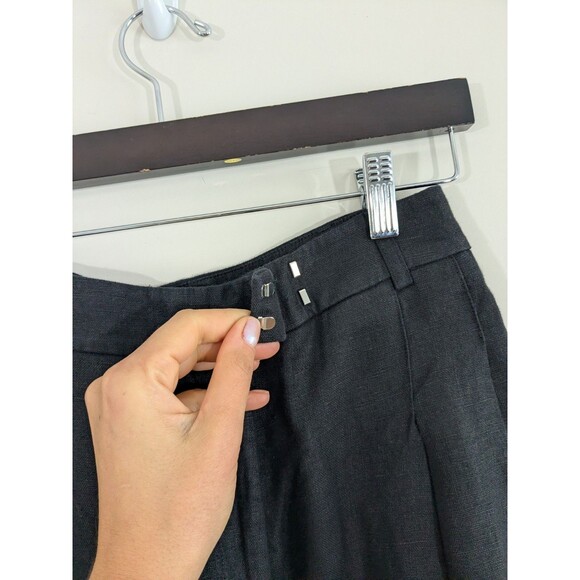 Free People Women's Lyla Linen Trouser Pants Black 0 Wide Leg Pleat High Rise - Picture 4 of 8